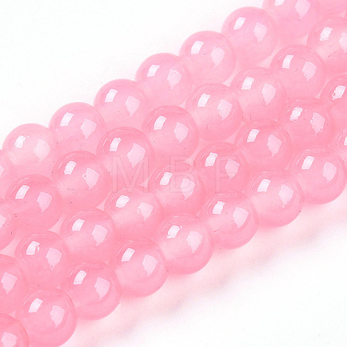 Baking Painted Imitation Jade Glass Round Bead Strands DGLA-Q021-6mm-03-1