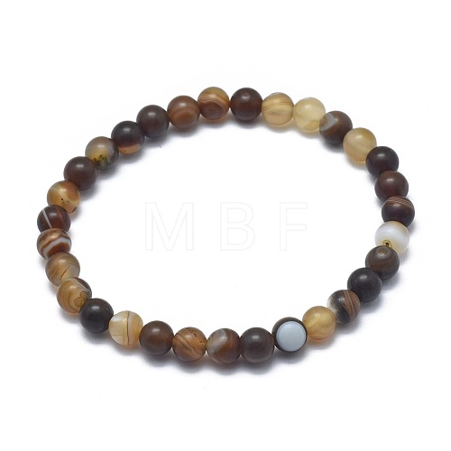 Natural Banded Agate/Striped Agate Bead Stretch Bracelets BJEW-K212-C-003-1