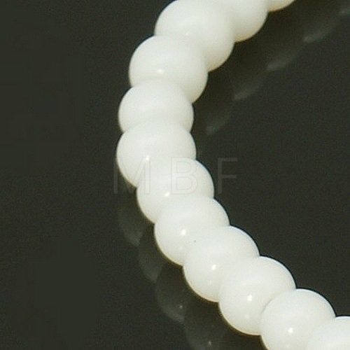 4mm White Opaque Round Glass Beads Strands Spacer Beads X-GR4mm26Y-1