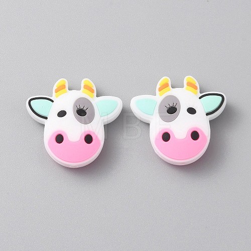 Cow Food Grade Silicone Beads SIL-WH0002-76-1