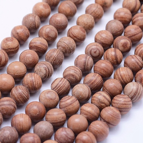 Natural Red Line Jasper Beads Strands G-F531-6mm-N-1