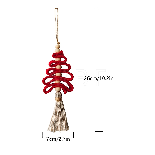 Cotton & Wood Christmas Tree Pendant Decorations PW-WG2550E-01-1