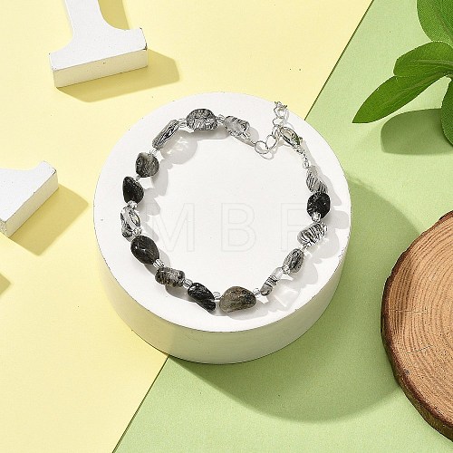 Natural Rutilated Quartz Beads Bracelets for Women BJEW-H623-02S-12-1