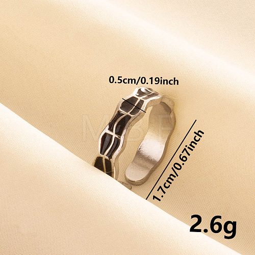 Fashionable 304 Stainless Steel Enamel Cuff Ring GJ5803-1-1