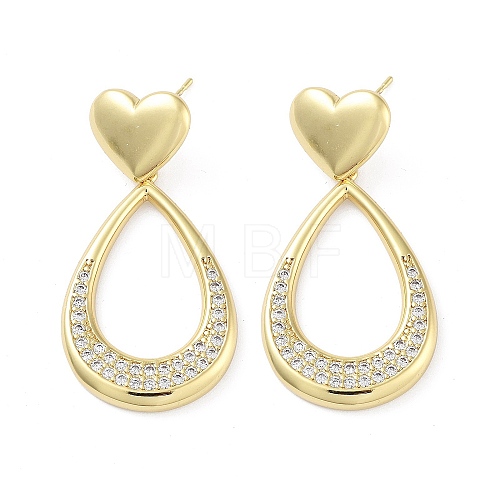 Rack Plating Brass Micro Pave Cubic Zirconia Studs Earrings EJEW-B047-03G-06-1