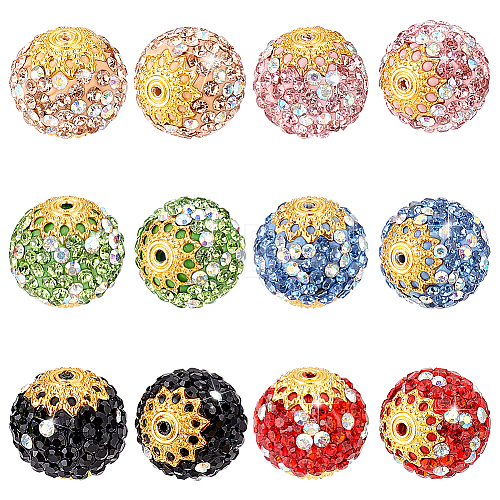   60Pcs 6 Color Handmade Polymer Clay Rhinestone Beads PORC-PH0001-38-1