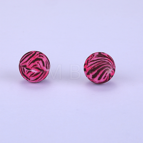 Printed Round Silicone Focal Beads SI-JX0056A-180-1