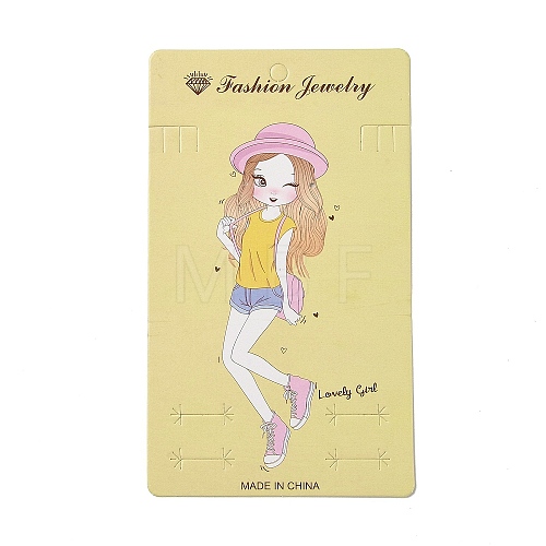 Rectangle Cute Girl Earring Display Cards CDIS-P007-G01-1