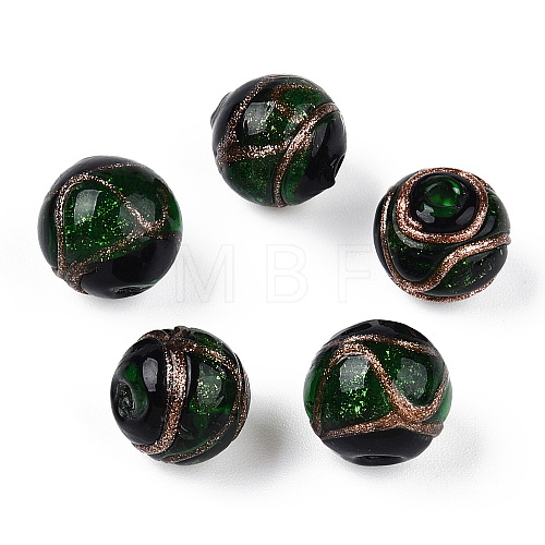 Handmade Gold Sand Lampwork Beads LAMP-T019-10mm-04-1