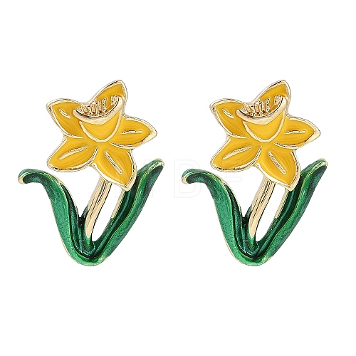 Flower Enamel Stud Earrings EJEW-M005-06-1