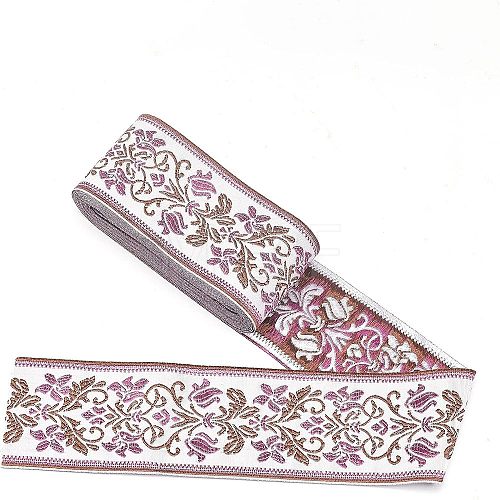 Ethnic style Embroidery Polyester Ribbons OCOR-WH0079-25D-1