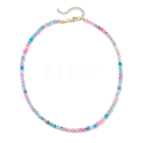 Faceted Round Natural Agate(Dyed & Heated) Beaded Necklaces for Women NJEW-JN04659-05-1