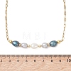 Natural Pearl Rice Beaded Necklaces with 304 Stainless Steel Paperclip Chains NJEW-JN05977-01-4