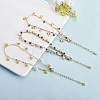 3Pcs 3 Styles Brass Enamel Charm Anklets AJEW-SZ0001-55-3