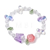 Butterfly & Flower Transparent Glass Stretch Bracelet BJEW-JB10109-3