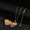304 Stainless Steel Heart Locket Pendant Cable Chain Necklaces for Women LS-NJEW-M050-04E-G-2