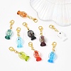 9Pcs Handmade Dichroic Foil Lampwork Pendant Decorations HJEW-YW00254-2