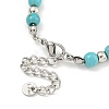 304 Stainless Steel & Synthetic Turquoise Round Beaded Bracelets for Women BJEW-G717-10-4