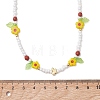 3Pcs 3 Colors Faceted Round Natural Red Jasper & Dyed White Jade & Agate & Flower Handmade Millefiori Glass & Glass Seed Beaded Necklaces for Women NJEW-MZ00150-5