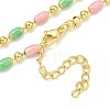 Brass Enamel Column Link Chain Necklaces NJEW-H039-09B-03G-1