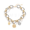 Zinc Alloy with Aluminium Coin Pendant Twisted Ring Link Chain Bib Necklaces for Women FS-WG2722B-01-2