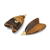 Brass & Natural Tiger Eye & Cubic Zirconia Pendants GG-CBAD360-20G-01-2