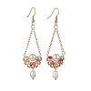 4 Pair 4 Color Natural Pearl & Glass Teardrop with Flower Dangle Earrings EJEW-TA00222-3