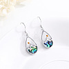 304 Stainless Steel Abalone Shell Teardrop Dangle Earrings for Women WGADE86-01-2