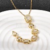 Brass Pave Cubic Zirconia Geometirc Pendant Rectangle Y Tassel 201 Stainless Steel Chain Necklaces NJEW-C111-01B-1