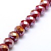 Electroplate Opaque Solid Color Crystal Glass Rondelle Beads Strands EGLA-F047A-04AB-2