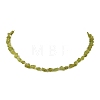 Raw Rough Natural Peridot & Electroplate Synthetic Non-magnetic Hematite Round Beaded Necklaces NJEW-JN06580-3