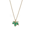 Brass Pave Cubic Zirconia Maple Leaf Pendant 304 Stainless Steel Cable Chain Necklaces for Women NJEW-JN05901-02-2