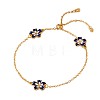 Blue Flower Alloy Enamel Link Chain Slider Anklets for Women FS-WG65877-01-5