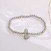 Brass Micro Pave Clear Cubic Zirconia Beaded Stretch Bracelets for Women FS-WG5260F-11-1