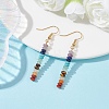 Natural & Synthetic Mixed Gemstone Rondelle Beaded Dangle Earrings EJEW-JE05613-01-2