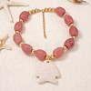 Bohemian Natural Lava Rock Fish Shaped Pendant Resin Barrel Beaded Necklaces with Alloy End Chains for Women WGF8885-01-3