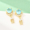 Brass Micro Pave Cubic Zirconia Dangle Stud Earrings EJEW-F405-24G-01-4