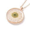 Dry Pressed Real Flower Resin Pendant Necklace NJEW-G088-01KCG-04-2