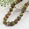 Natural Unakite Nuggets Beaded Necklaces for Women Men NJEW-K388-01U-1