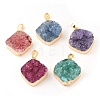 Electroplated Natural Dyed Druzy Quartz Pendants G-I251-02G-1