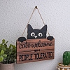 Wooden Rectangle with Word Cats Welcome People Tolerated Pendant Decoration PW-WG9044B-01-2