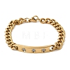 304 Stainless Steel Micro Pave Cubic Zirconia Cuban Link Bracelets BJEW-D408-01G-2