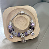 Flower & Feather Alloy European Beads Charm Bracelets FS-WG690AF-02-1