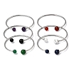 304 Stainless Steel & Nautral Gemstone Torque Bangles BJEW-H644-10P-2
