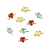 Brass Pave Cubic Zirconia Heart Connector Charms KK-P347-02G-1