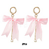 2Pcs Aluminum & Polyester Bowknot & Acrylic Pearl Shoes Charms HJEW-YW00535-03-1