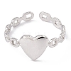 304 Stainless Steel Heart Open Cuff Rings for Women RJEW-G275-09P-2