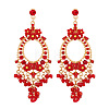 Oval Alloy Rhinestone Chandelier Earrings FS-WG8D144-01-1