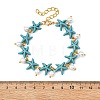2Pcs 2 Colors Ocean Theme Round Shell Pearl Beads Charm Bracelets BJEW-JB14133-6