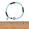 Gradient Natural Mixed Stone Faceted Round Beaded Stretch Bracelets with Alloy Saint Benedict Medal BJEW-JB14401-01-4